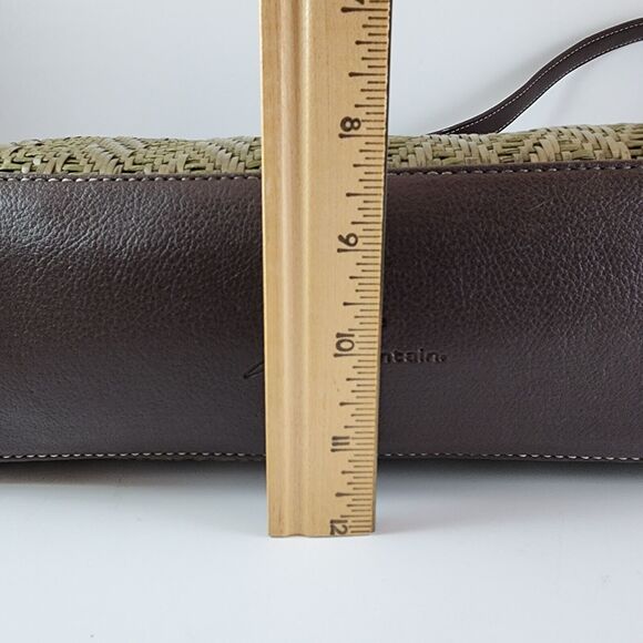 Stone Mountain Green Leather Weaved Straw Look Purse Shoulder Handbag - Picture 7 of 14